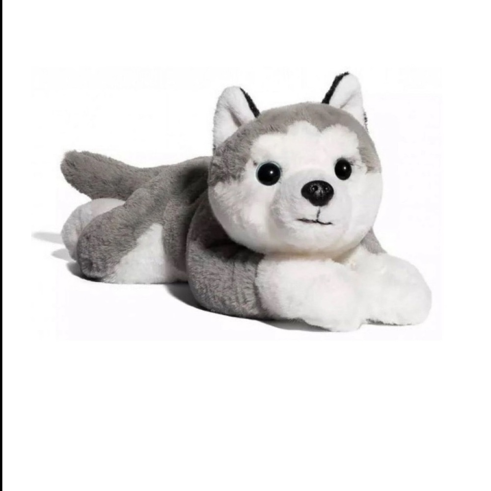 FAO Schwarz Gray and White Husky Plush Dog Toy like new - Picture 2 of 6